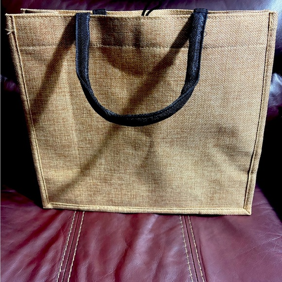 Brown Medium Burlap Tote Bag - Picture 8 of 9